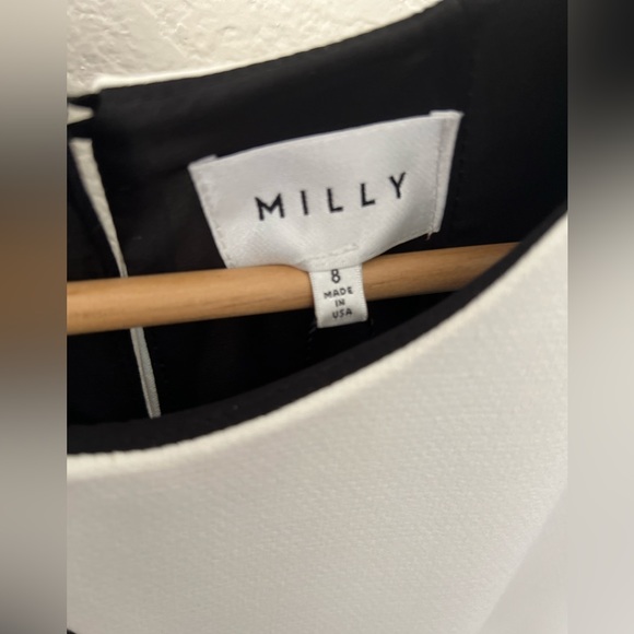 MILLY NEW Black & White Asymmetrical Sleeveless Colorblock Dress Size 8 - Picture 5 of 12